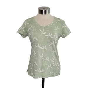Uniqlo x Karakami Karacho Women's XS Short Sleeve Green Floral Print T-Shirt